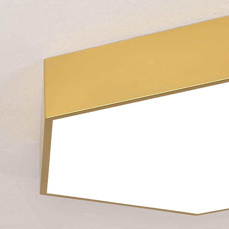 Nordic Hexagon Ceiling Light Metal LED Flush Mount Light in Gold for Office
