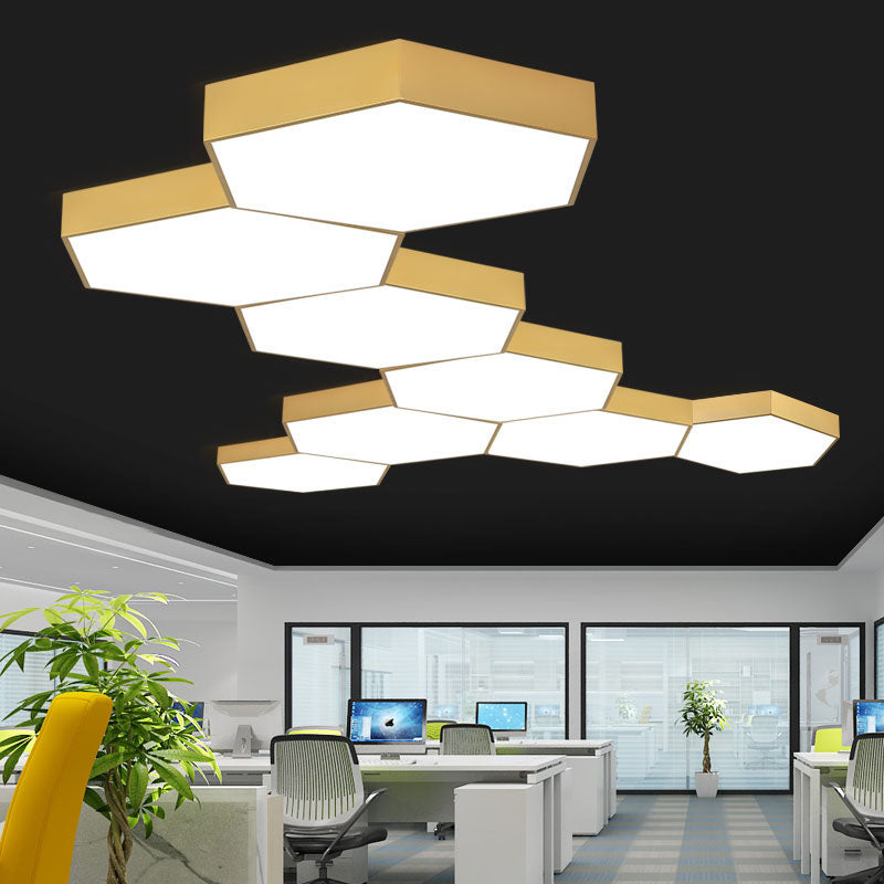 Nordic Hexagon Ceiling Light Metal LED Flush Mount Light in Gold for Office