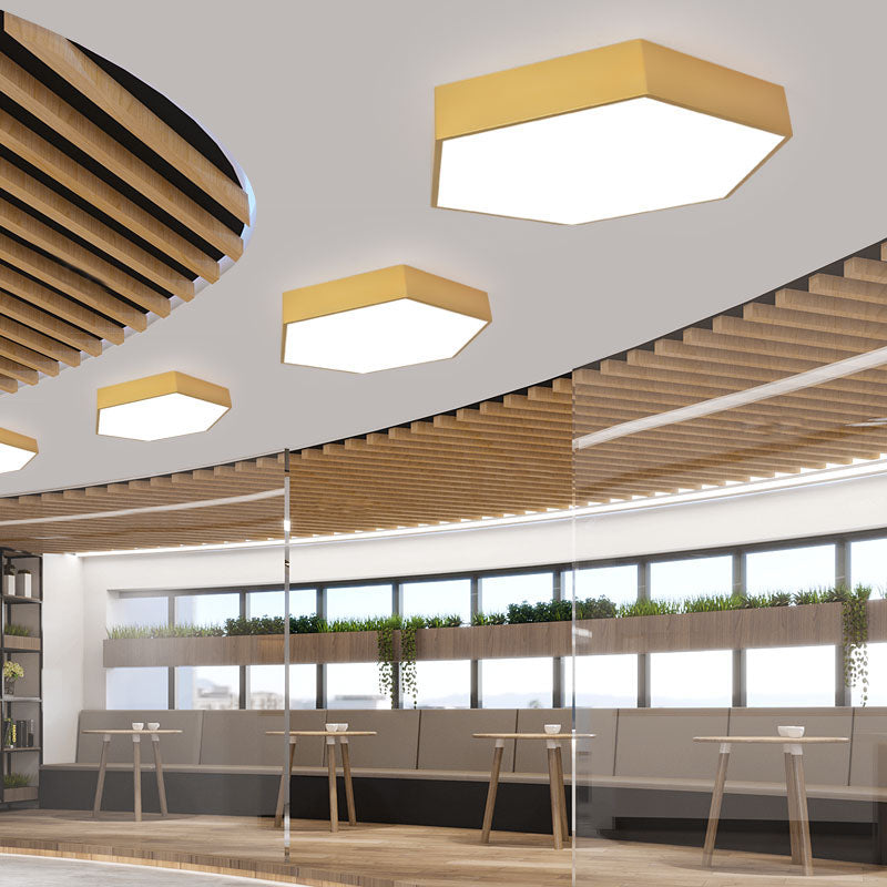 Nordic Hexagon Ceiling Light Metal LED Flush Mount Light in Gold for Office