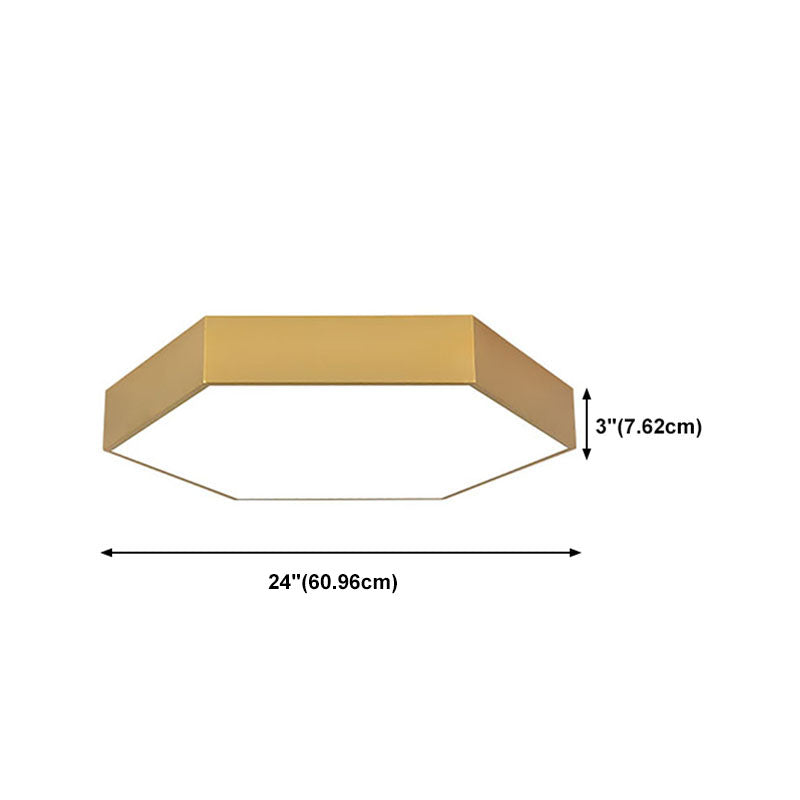 Nordic Hexagon Ceiling Light Metal LED Flush Mount Light in Gold for Office