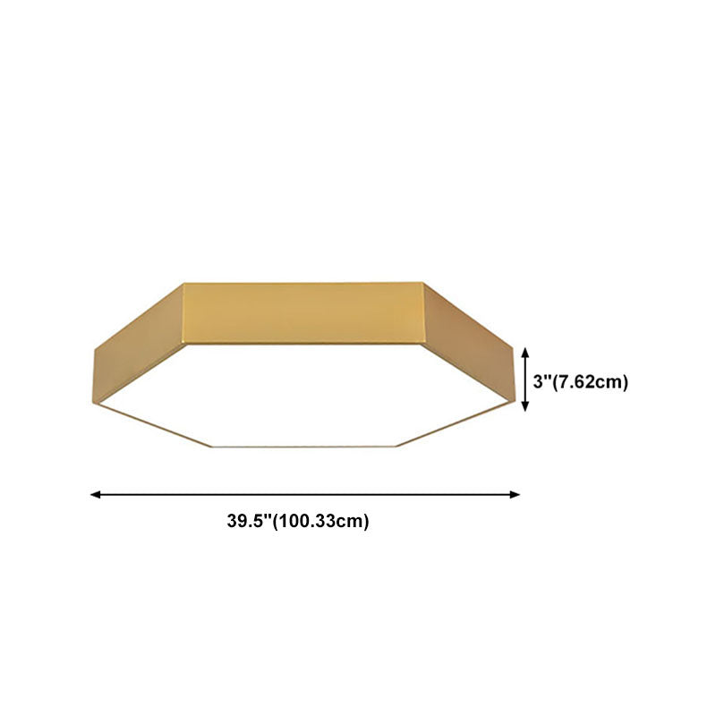 Nordic Hexagon Ceiling Light Metal LED Flush Mount Light in Gold for Office