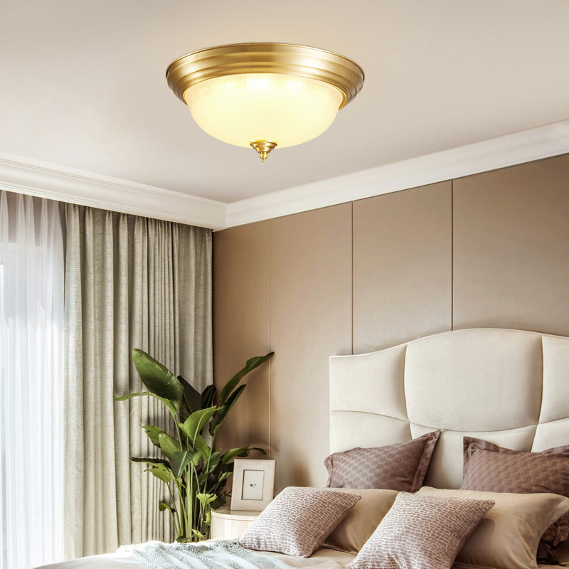 Brass Shaded Flush Mount Ceiling Light Vintage Glass Flush Ceiling Light Fixture