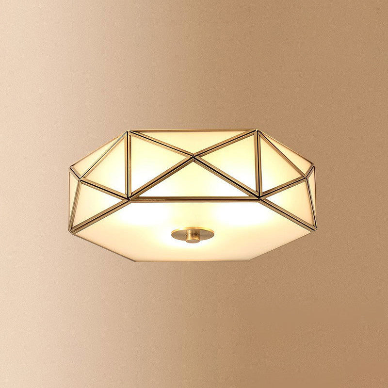 Brass Shaded Flush Mount Ceiling Light Vintage Glass Flush Ceiling Light Fixture