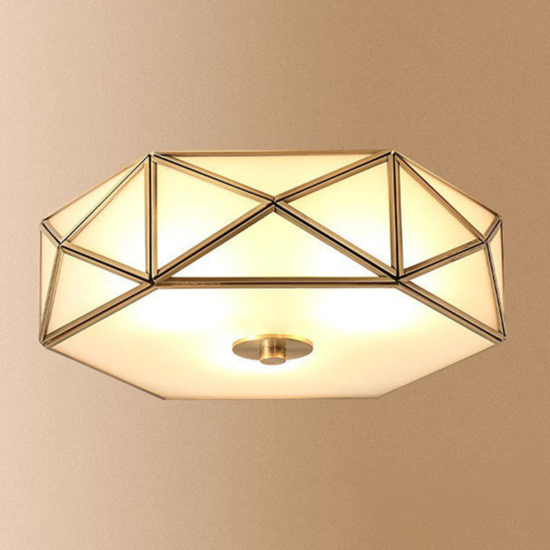 Brass Shaded Flush Mount Ceiling Light Vintage Glass Flush Ceiling Light Fixture