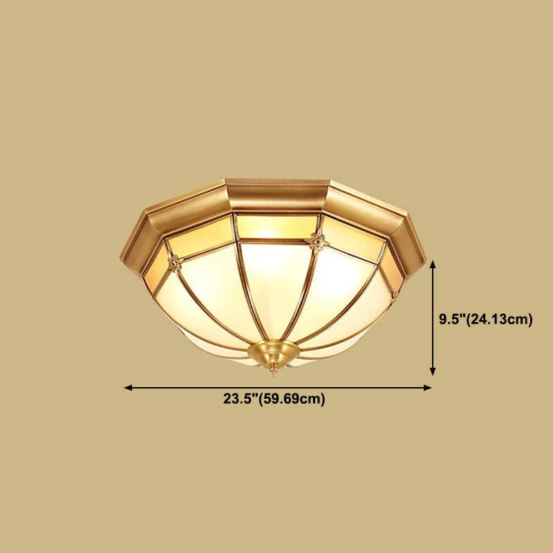 Brass Shaded Flush Mount Ceiling Light Vintage Glass Flush Ceiling Light Fixture