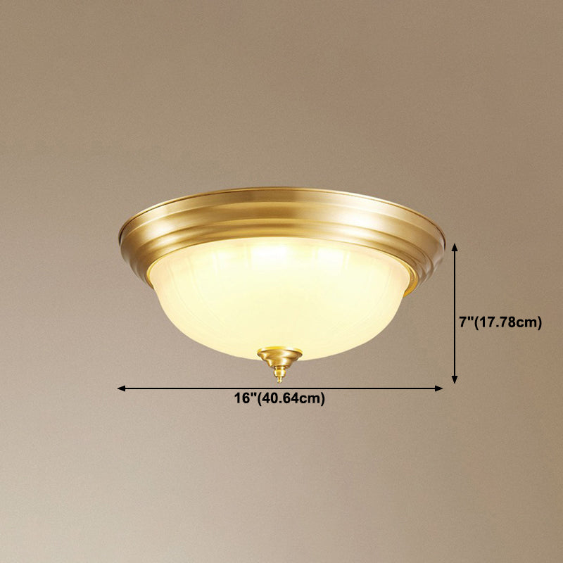 Brass Shaded Flush Mount Ceiling Light Vintage Glass Flush Ceiling Light Fixture