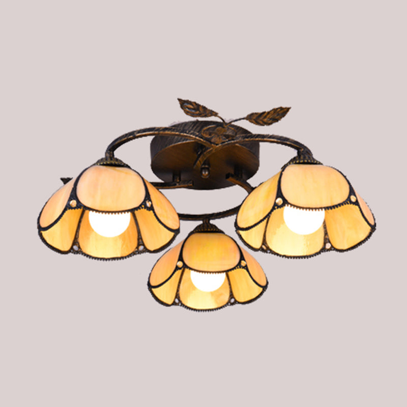 3-Light Ceiling Lamp Tiffany Style Glass Ceiling Lighting for Living Room