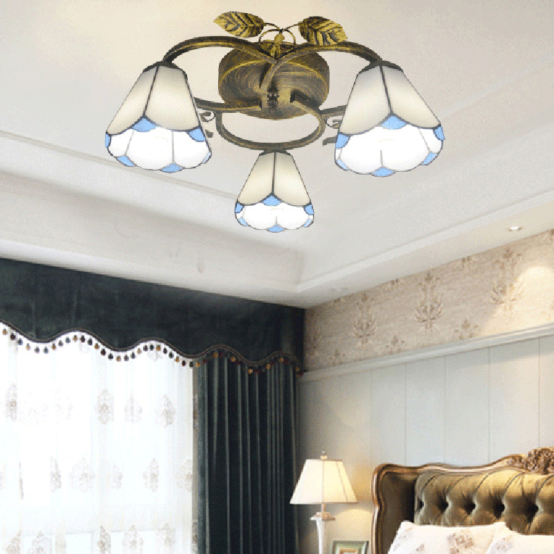 3-Light Ceiling Lamp Tiffany Style Glass Ceiling Lighting for Living Room