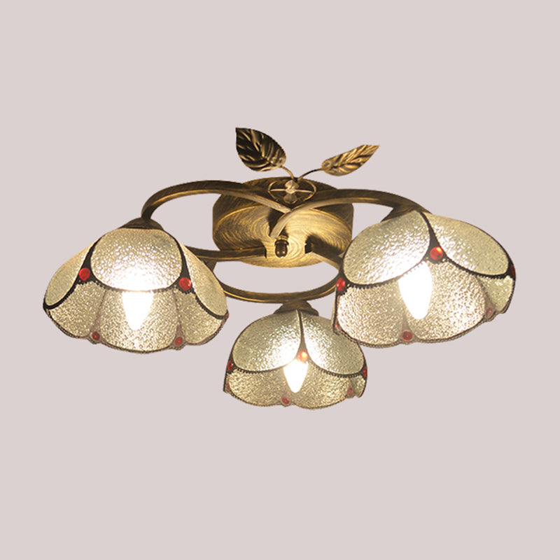 3-Light Ceiling Lamp Tiffany Style Glass Ceiling Lighting for Living Room