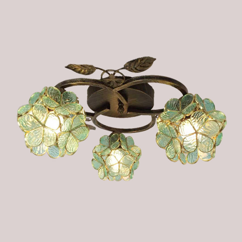 3-Light Ceiling Lamp Tiffany Style Glass Ceiling Lighting for Living Room