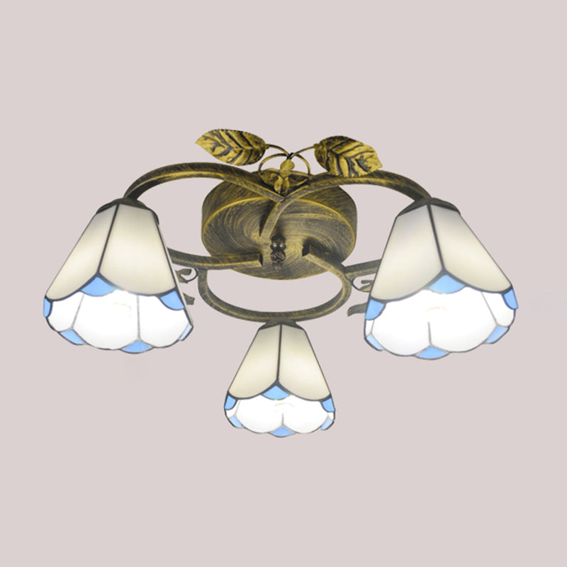 3-Light Ceiling Lamp Tiffany Style Glass Ceiling Lighting for Living Room