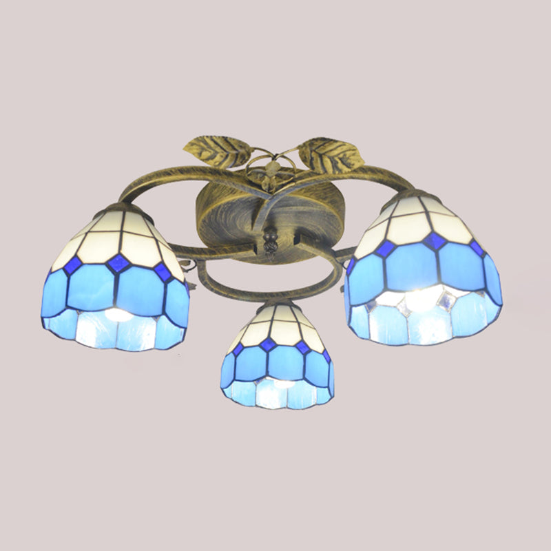 3-Light Ceiling Lamp Tiffany Style Glass Ceiling Lighting for Living Room