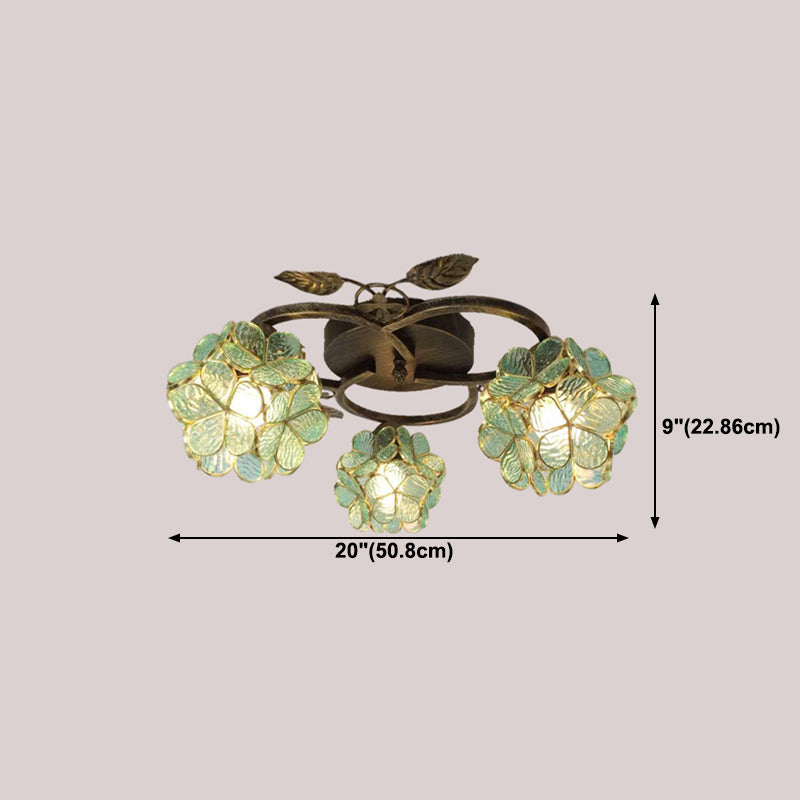 3-Light Ceiling Lamp Tiffany Style Glass Ceiling Lighting for Living Room