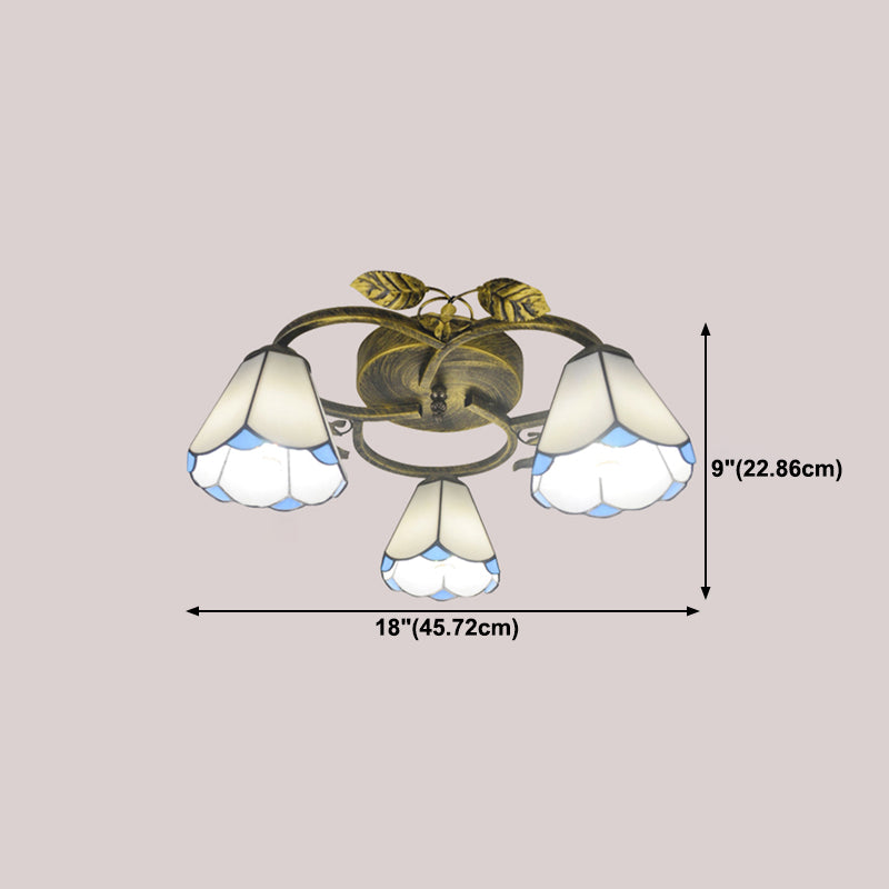 3-Light Ceiling Lamp Tiffany Style Glass Ceiling Lighting for Living Room