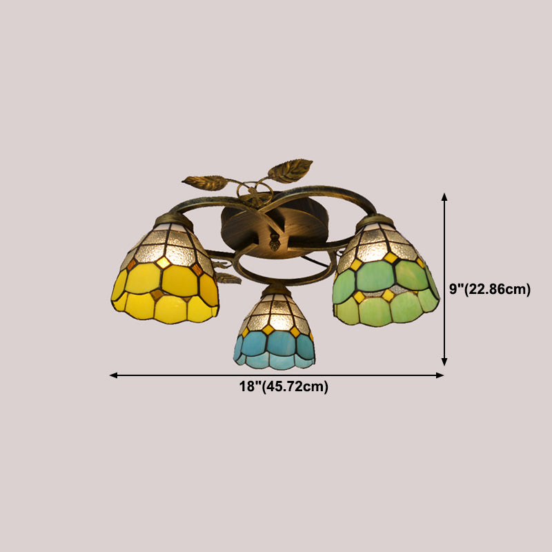 3-Light Ceiling Lamp Tiffany Style Glass Ceiling Lighting for Living Room