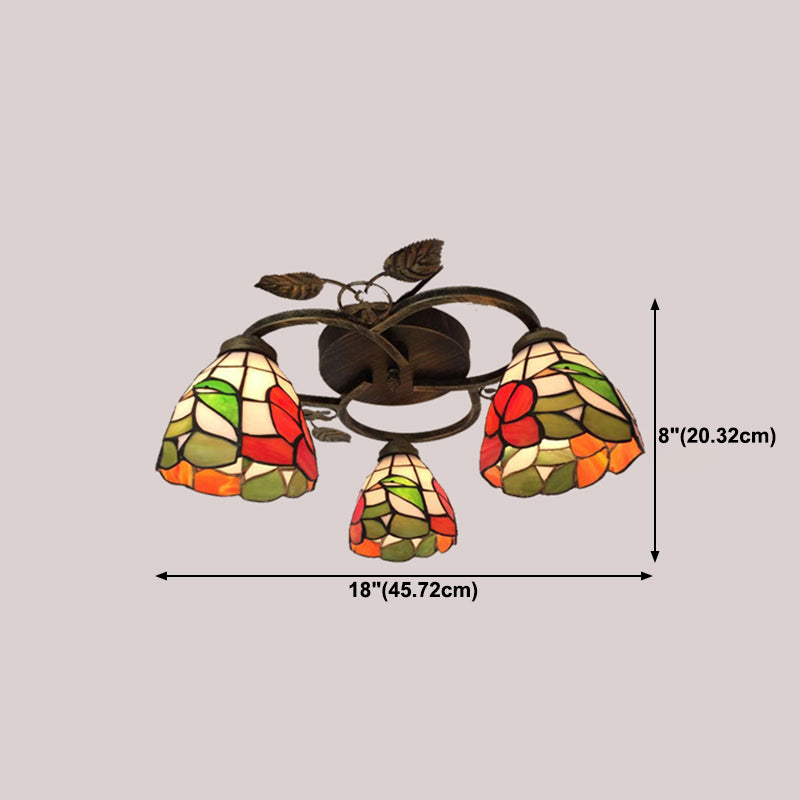 3-Light Ceiling Lamp Tiffany Style Glass Ceiling Lighting for Living Room