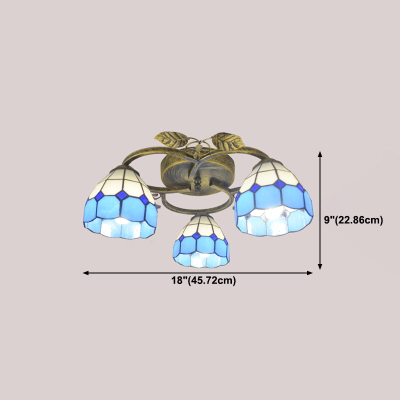 3-Light Ceiling Lamp Tiffany Style Glass Ceiling Lighting for Living Room