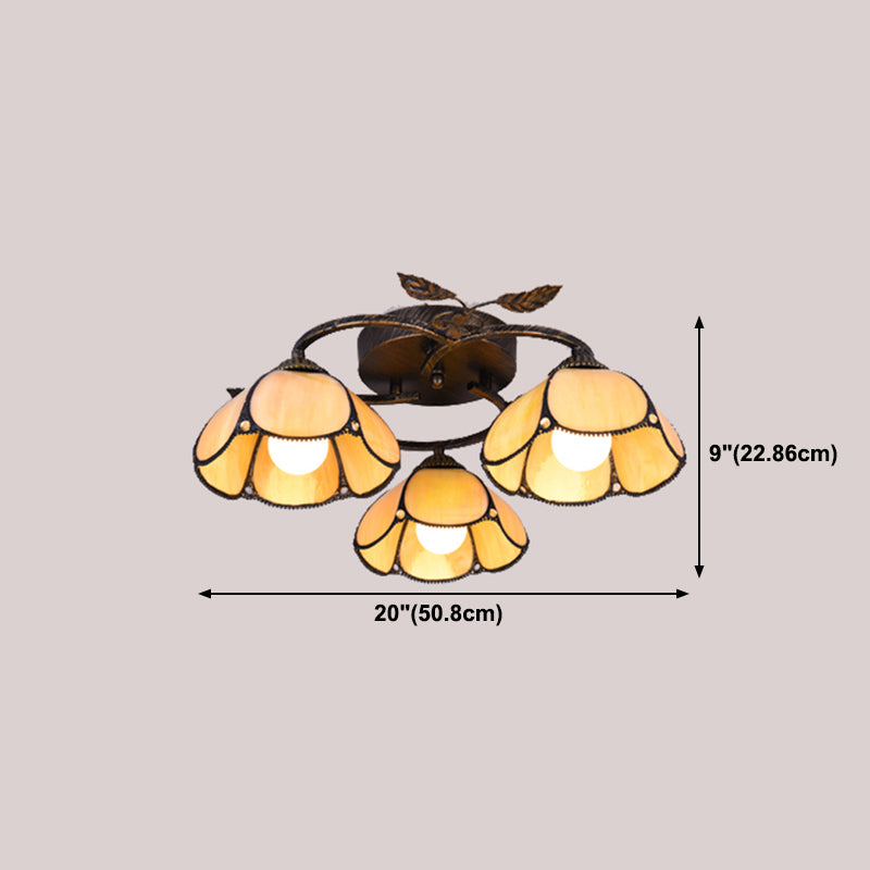 3-Light Ceiling Lamp Tiffany Style Glass Ceiling Lighting for Living Room