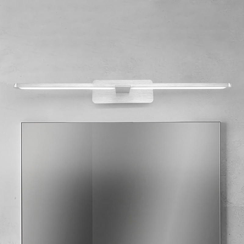 Linear Metal Wall Sconce Lamp Modernist Led 19.5"/23.5"/34" Wide Silver/Nickle Wall Mounted Vanity Light Fixture in White/Warm Light