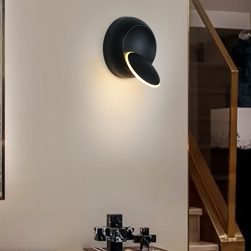 Nordic Style Aluminum Wall Light Round Rotatable LED Wall Sconce for Bedroom