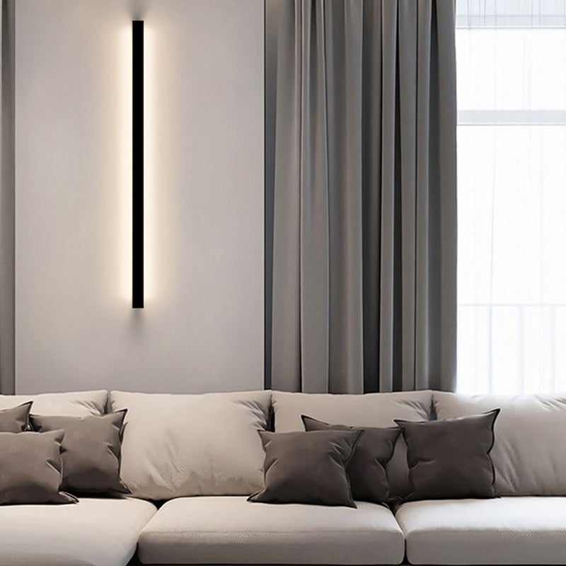 Aluminum Straight Wall Light Modern Black LED Wall Sconce for Living Room