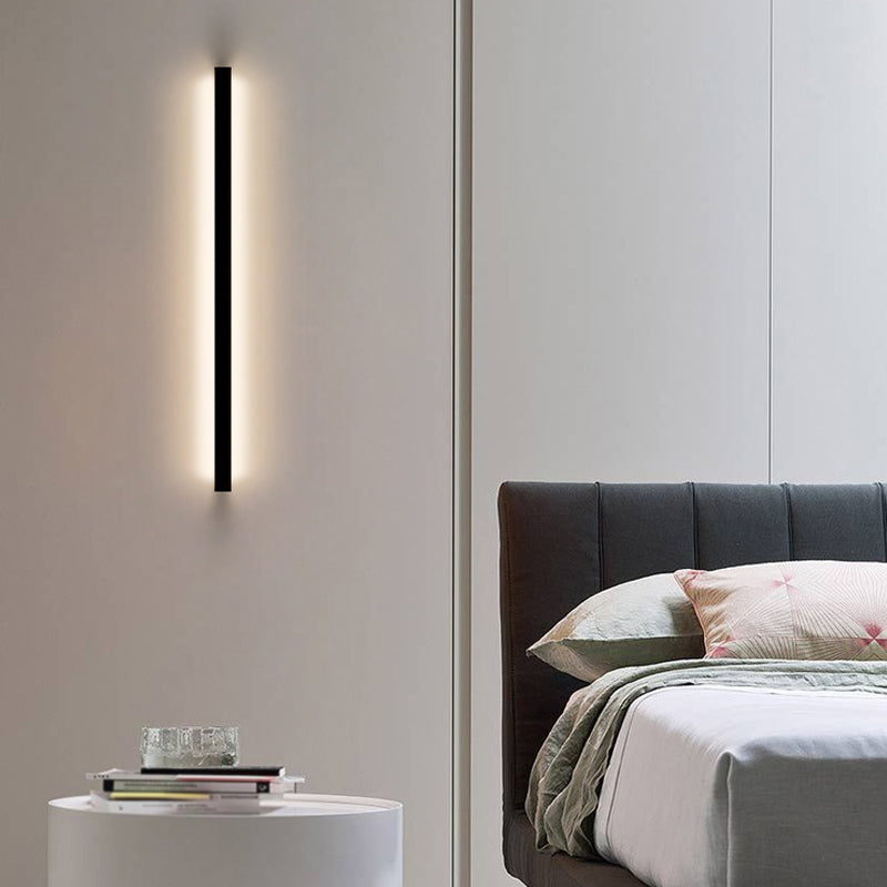 Aluminum Straight Wall Light Modern Black LED Wall Sconce for Living Room