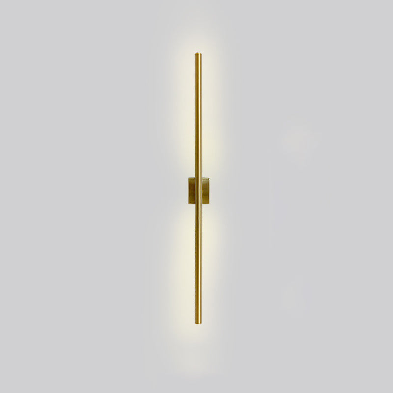 Metal Straight Shape Wall Light Modern LED Wall Sconce in Gold for Living Room
