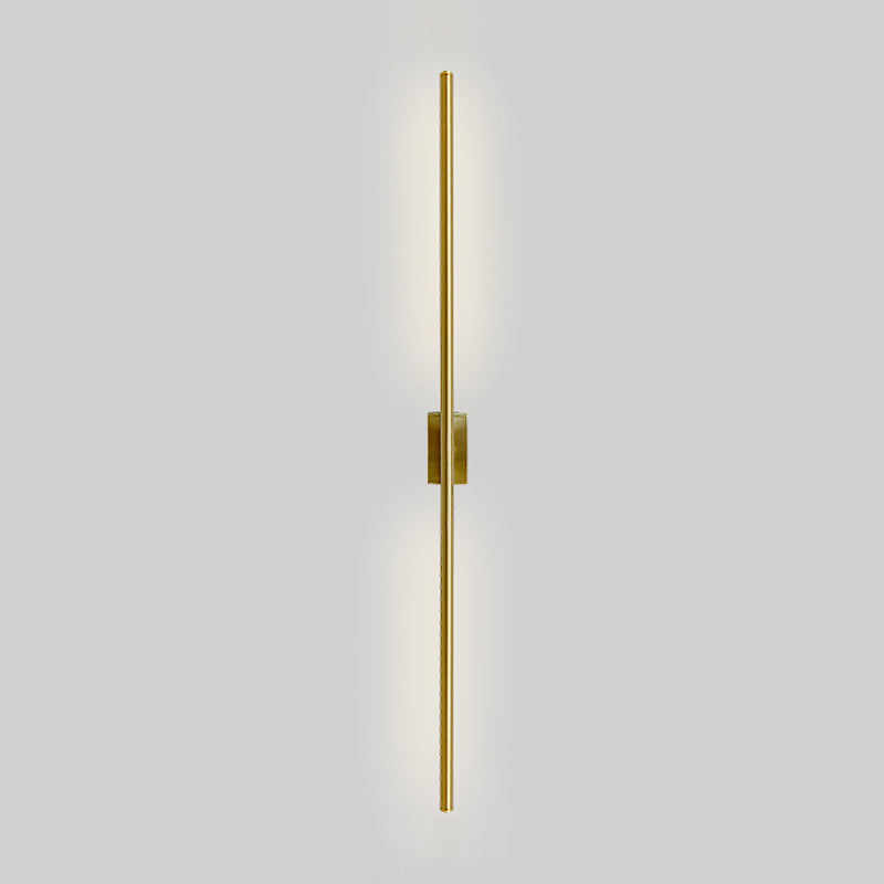 Metal Straight Shape Wall Light Modern LED Wall Sconce in Gold for Living Room