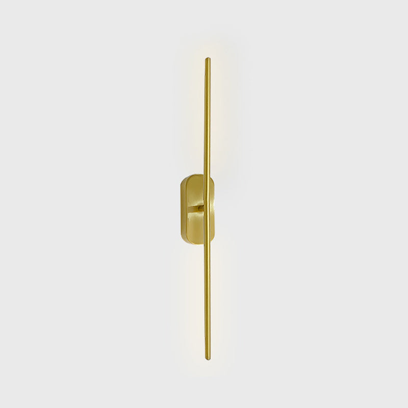 Metal Straight Shape Wall Light Modern LED Wall Sconce in Gold for Living Room