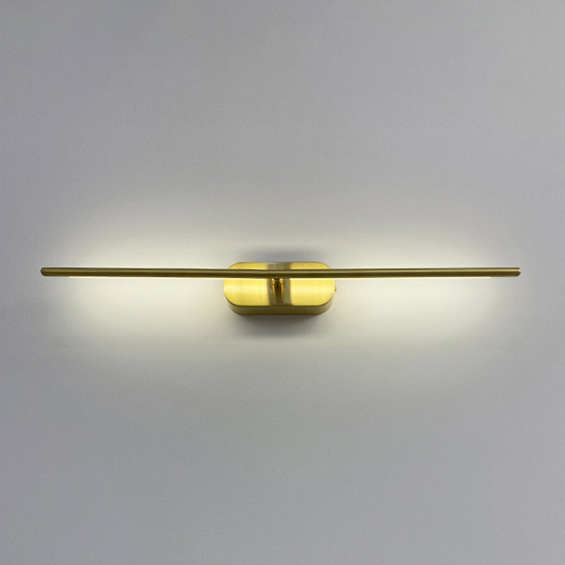 Metal Straight Shape Wall Light Modern LED Wall Sconce in Gold for Living Room