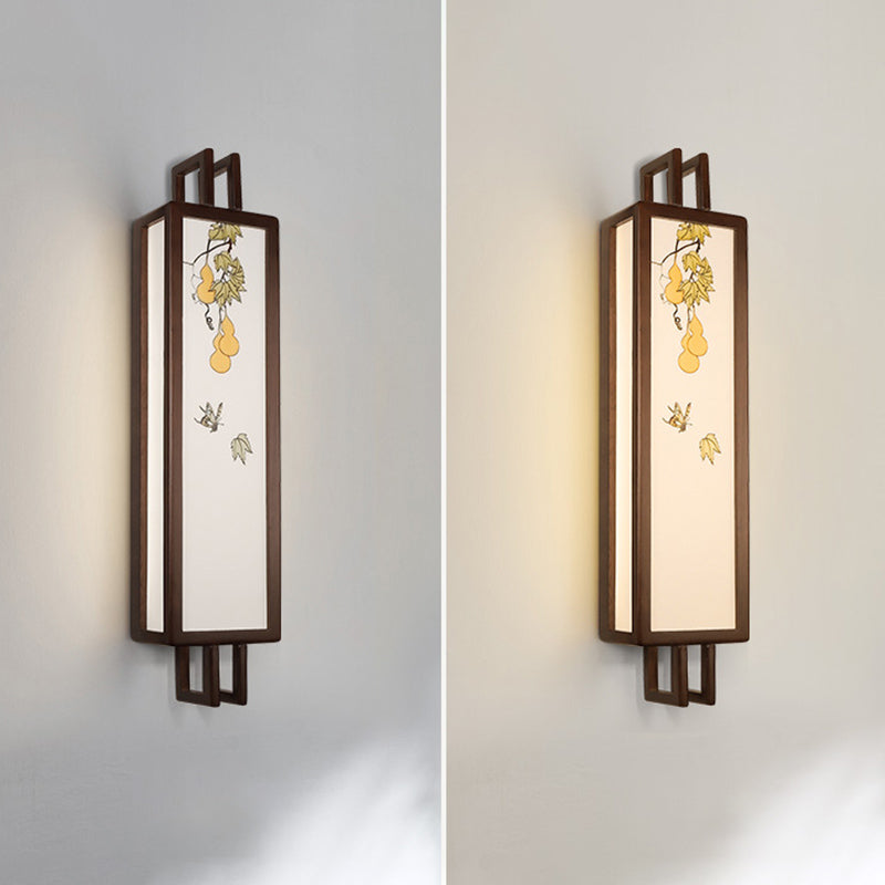New Chinese Style Wooden Wall Light Cuboid LED Wall Lamp with Acrylic Shade for Bedroom