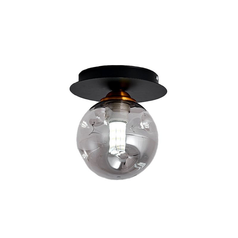 Ball Flush Leuchte einfache Klarglas 1-Birne Korridor Flush Mount Lampe in Schwarz