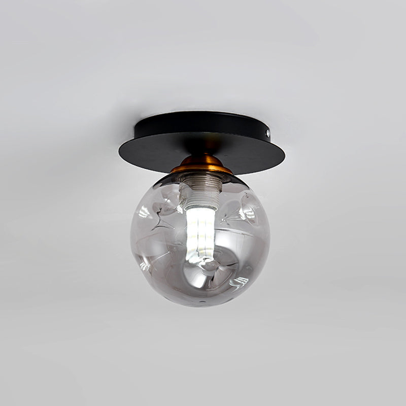Ball Flush Leuchte einfache Klarglas 1-Birne Korridor Flush Mount Lampe in Schwarz
