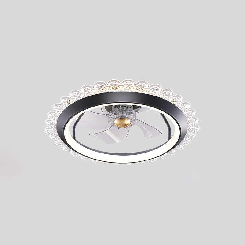 Metal Ceiling Fan Light Round Modern Ceiling Light Fixture for Bedroom