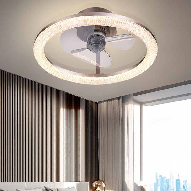 Metal Ceiling Fan Light Round Modern Ceiling Light Fixture for Bedroom