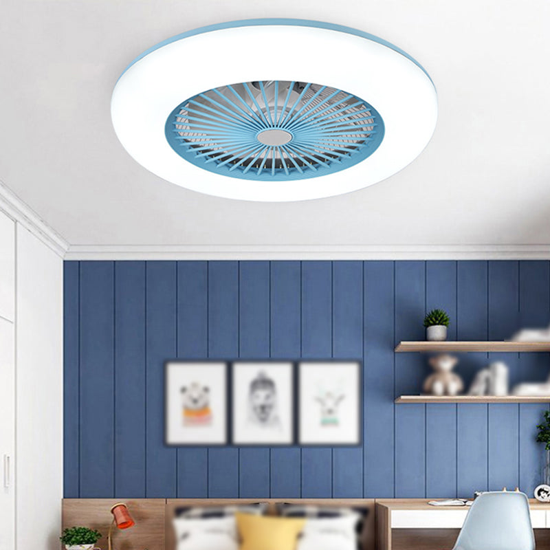 Metal Ceiling Fan Light Round Modern Ceiling Light Fixture for Bedroom