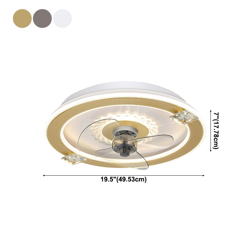 Metal Ceiling Fan Light Round Modern Ceiling Light Fixture for Bedroom