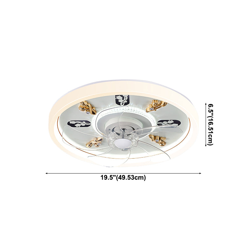 Metal Ceiling Fan Light Round Modern Ceiling Light Fixture for Bedroom