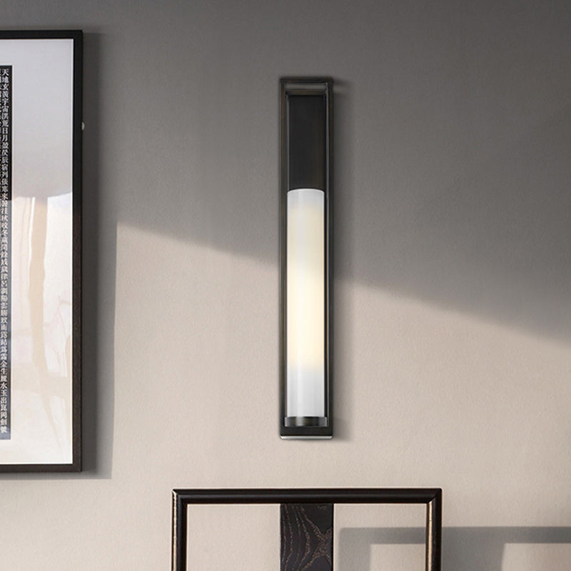 Montaggio a parete tubolare bianco Luce moderna a parete nera a parete nera Sconce con rettangolo posteriore