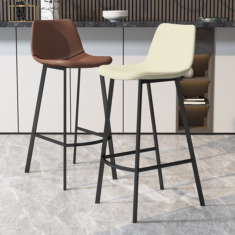 Modern Armless Footrest Bar Stools PU Leather Low Back Barstool