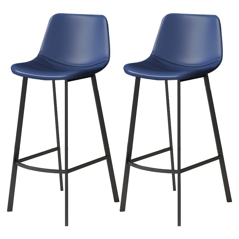 Modern Armless Footrest Bar Stools PU Leather Low Back Barstool