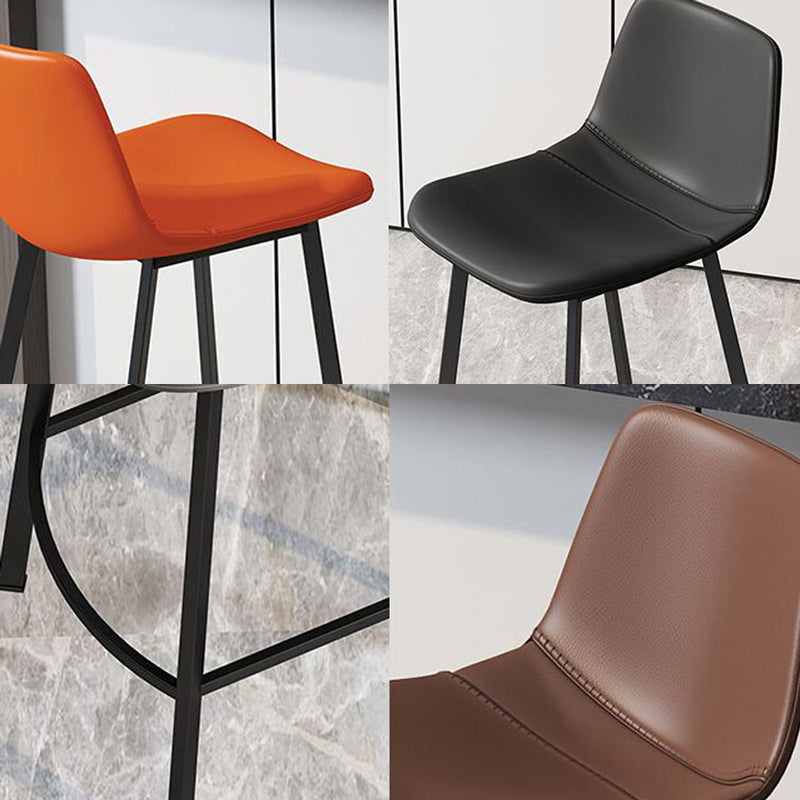 Modern Armless Footrest Bar Stools PU Leather Low Back Barstool