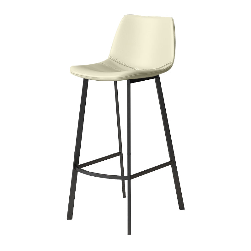Modern Armless Footrest Bar Stools PU Leather Low Back Barstool