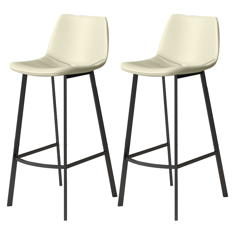 Modern Armless Footrest Bar Stools PU Leather Low Back Barstool