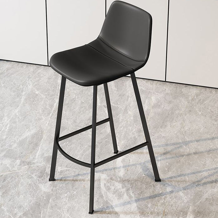 Modern Armless Footrest Bar Stools PU Leather Low Back Barstool