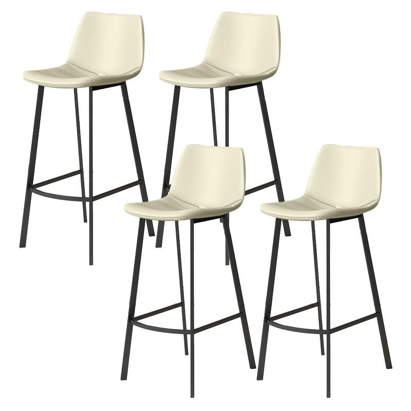 Modern Armless Footrest Bar Stools PU Leather Low Back Barstool