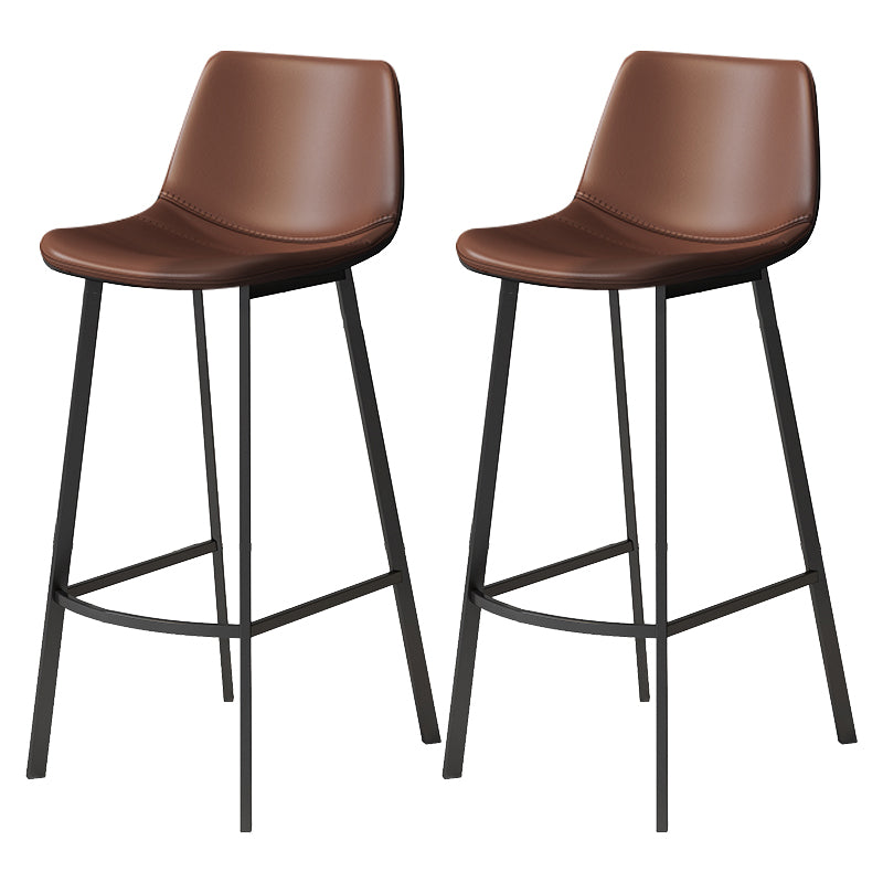 Modern Armless Footrest Bar Stools PU Leather Low Back Barstool