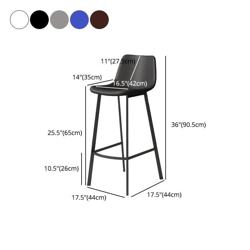 Modern Armless Footrest Bar Stools PU Leather Low Back Barstool