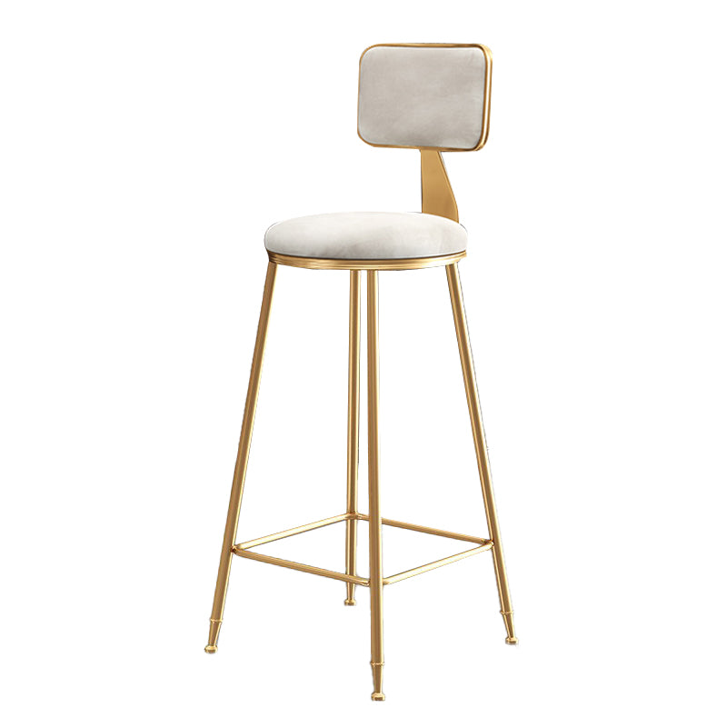 Glam Velvet Bar and Counter Stool Round Stool with 4 Gold Legs