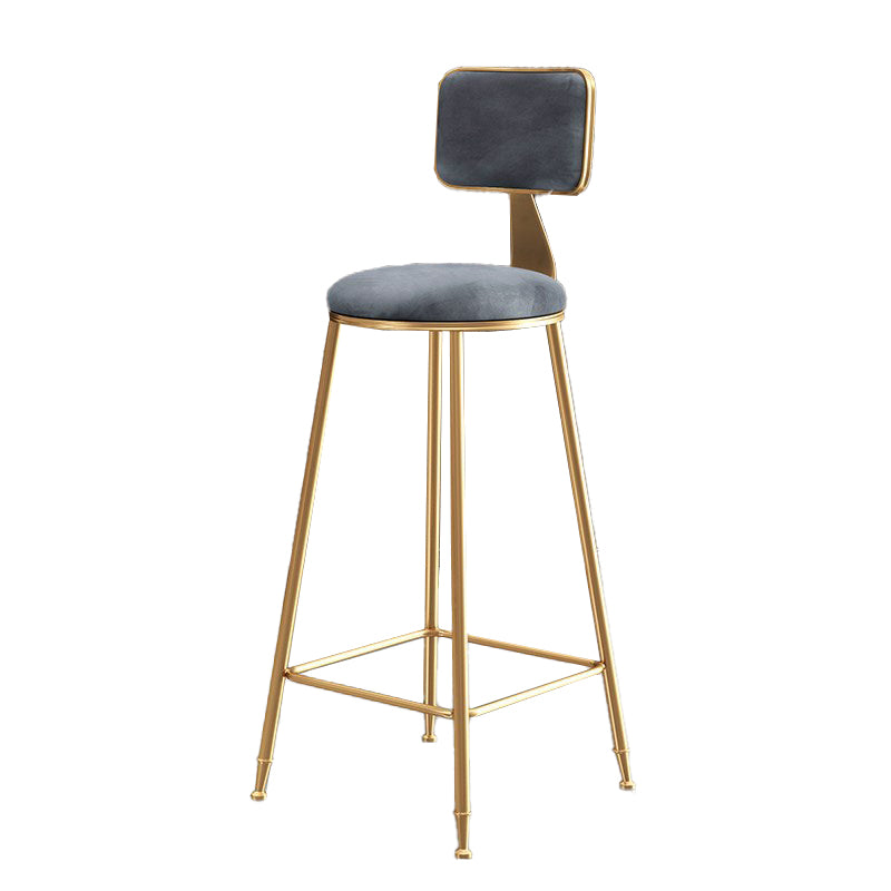 Glam Velvet Bar and Counter Stool Round Stool with 4 Gold Legs